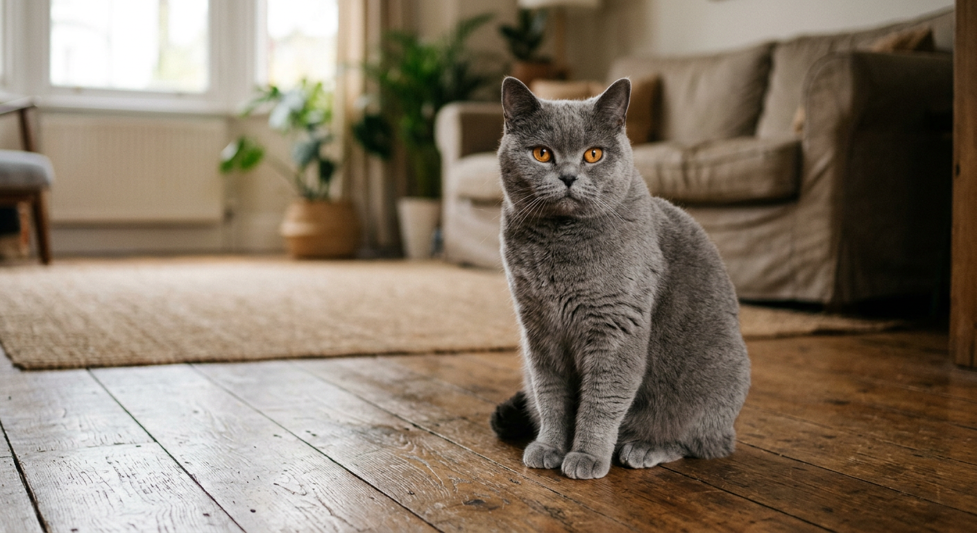 A British Shorthair and a Scottish Fold cat sitting together and purring peacefully.